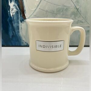 Starbucks Coffee " INDIVISIBLE" Mug 14 oz  Cup USA Ivory Steel Plaque - Ceramic